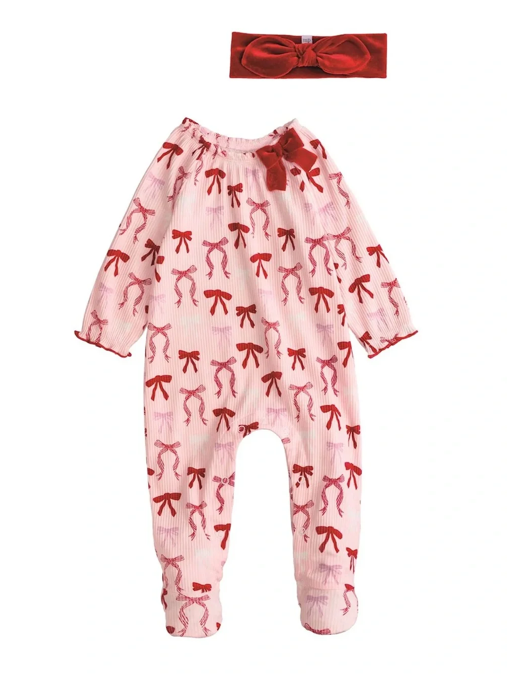 Mud Pie Christmas Bow Sleeper & Headband Set